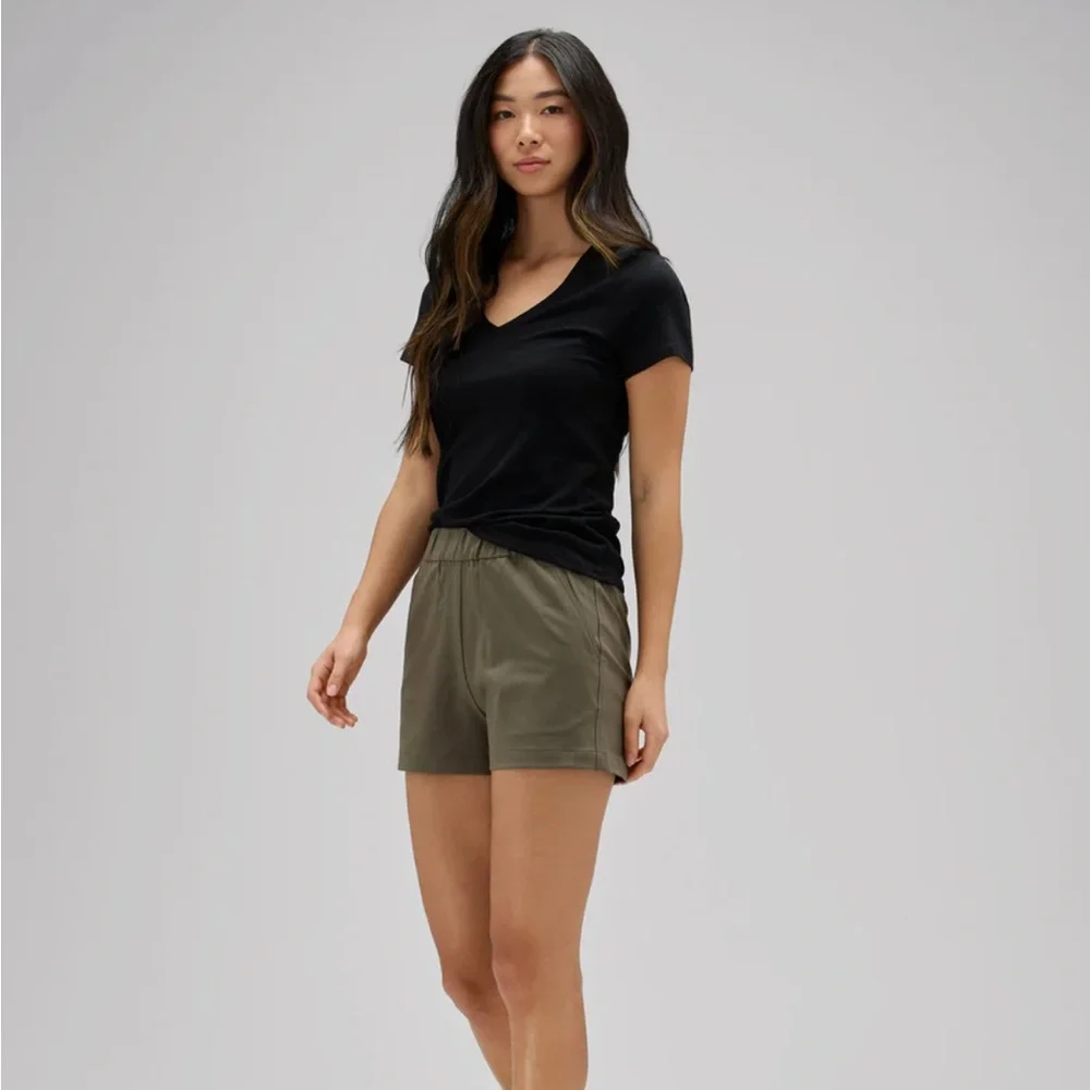 Women's Small Unbound Merino V‑Neck T‑Shirt Black - Picture 5 of 6